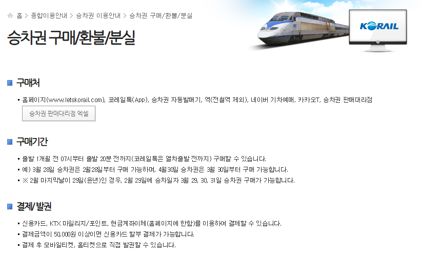 KTX 열차 기차 승차권 탑승권 표 티켓 환불 반환 수수료 위약금 얼마 언제 기준 조회 규정 환불규정 출발 전 출발 후 열차 놓치면 위약금 평일 주말 명절 단체 역 창구 400원