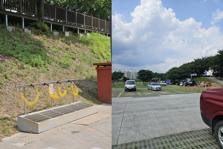 먼지제거 하는곳과 주차장