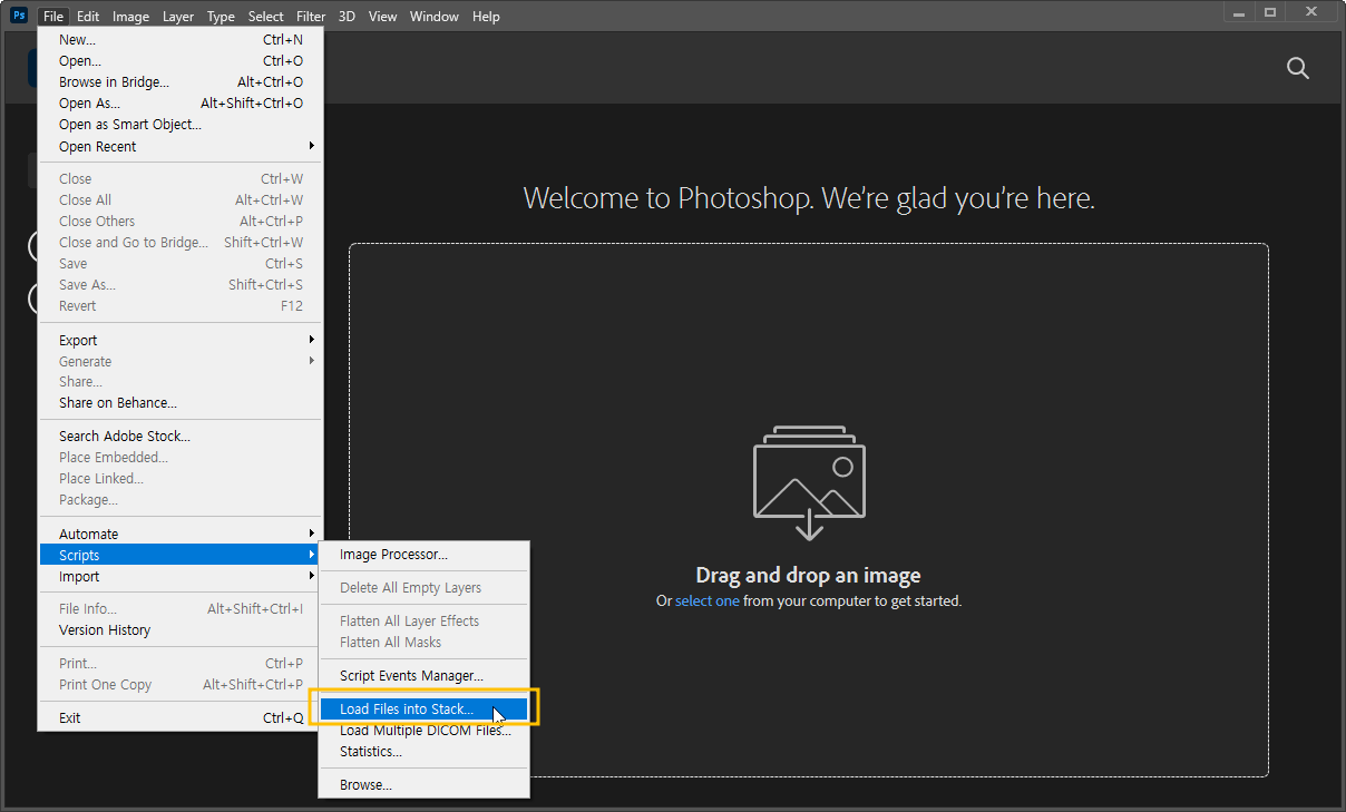 파일->-Scripts-메뉴를-사용하면-자동화된-기능을-사용할 수-있습니다.