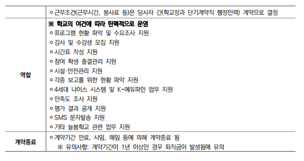 늘봄학교 단기계약직 채용조건