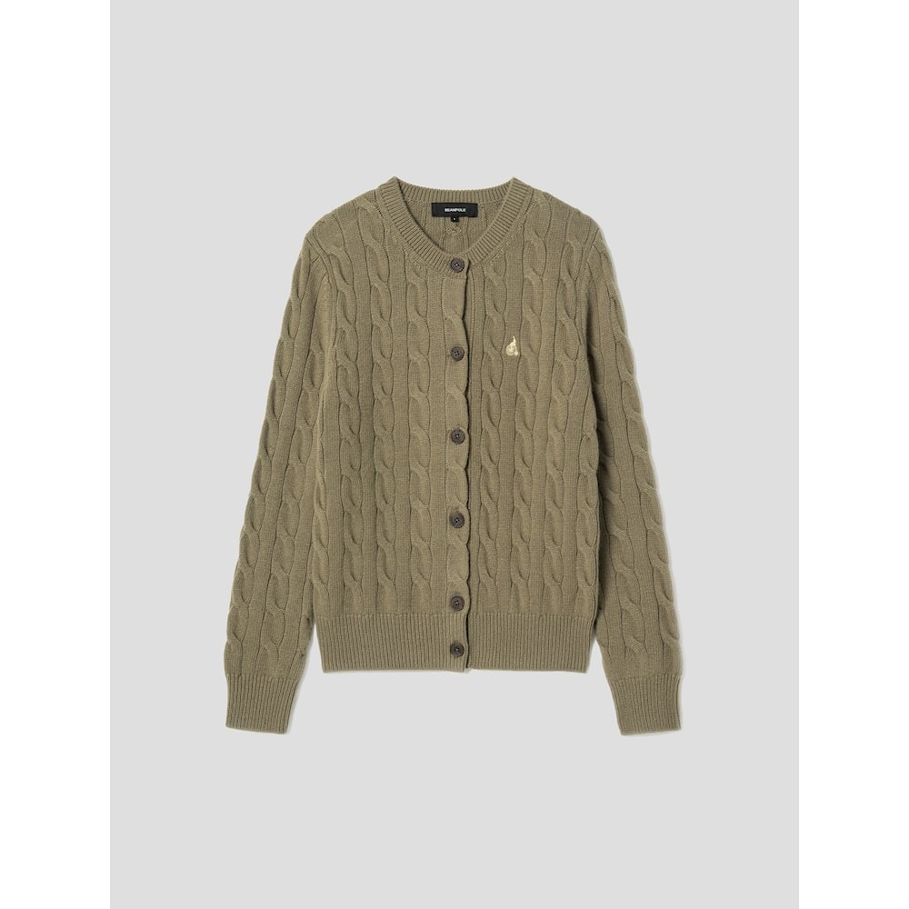 빈폴레이디스 Essential 카키 울 캐시미어 케이블 라운드넥 카디건 BF295AUE1H