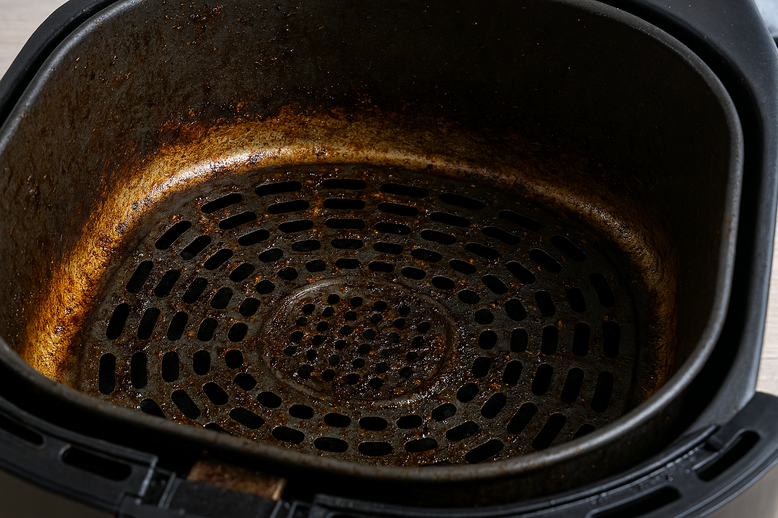 기름때가 쌓인 에어프라이어 내부 이미지