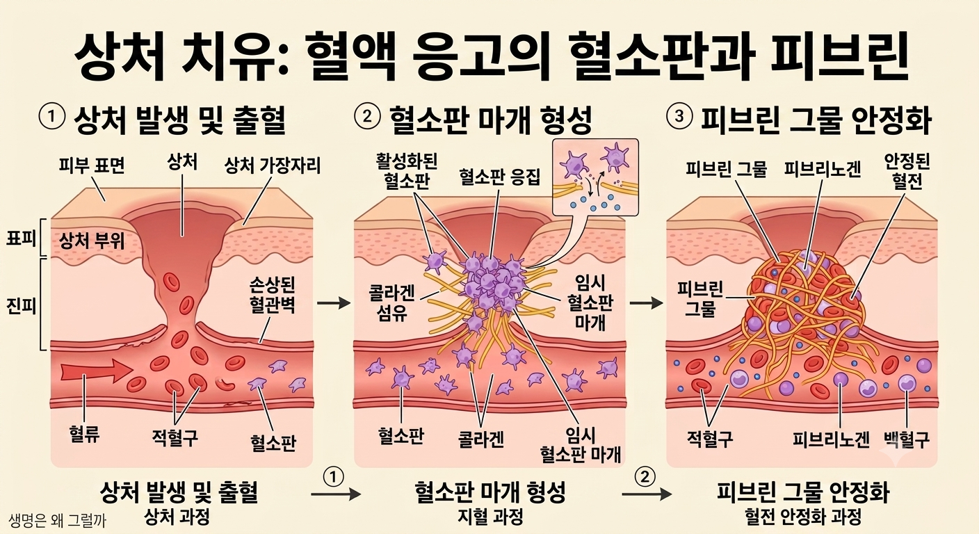 지혈 이후 이어지는 상처 치유 — 지혈·염증·증식·재형성