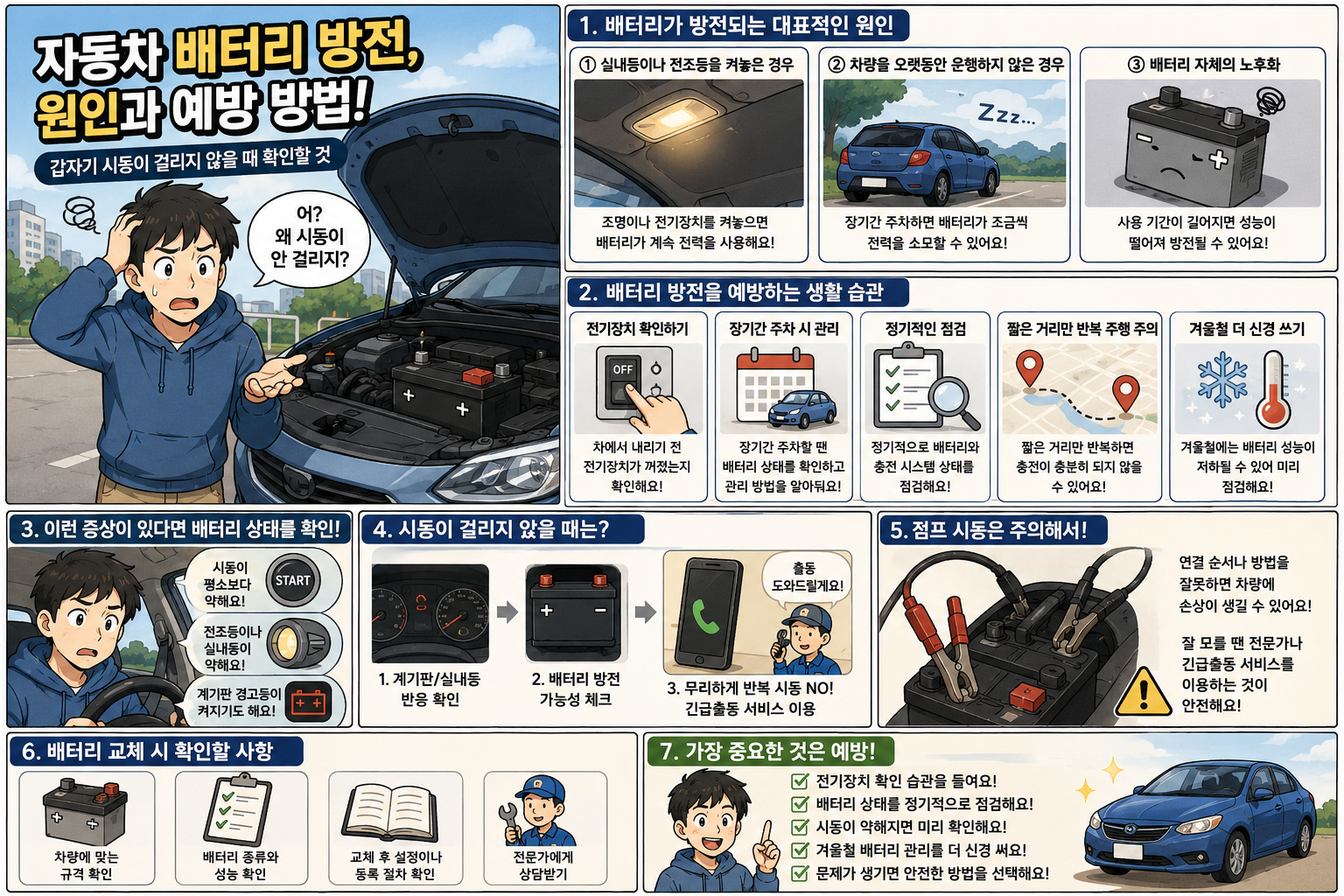 자동차 배터리 방전 원인과 예방 방법|갑자기 시동이 걸리지 않을 때 확인할 것