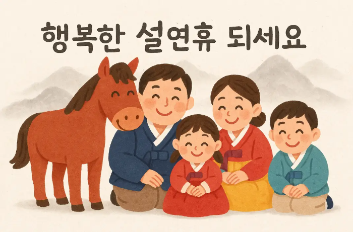 행복한-설-연휴-되세요-말-가족