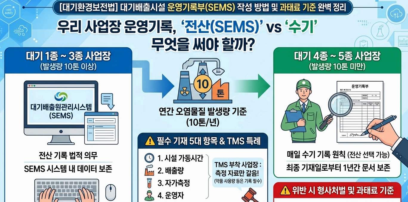 대기배출시설 운영기록부(SEMS) 작성 방법 및 과태료 기준 완벽 정리