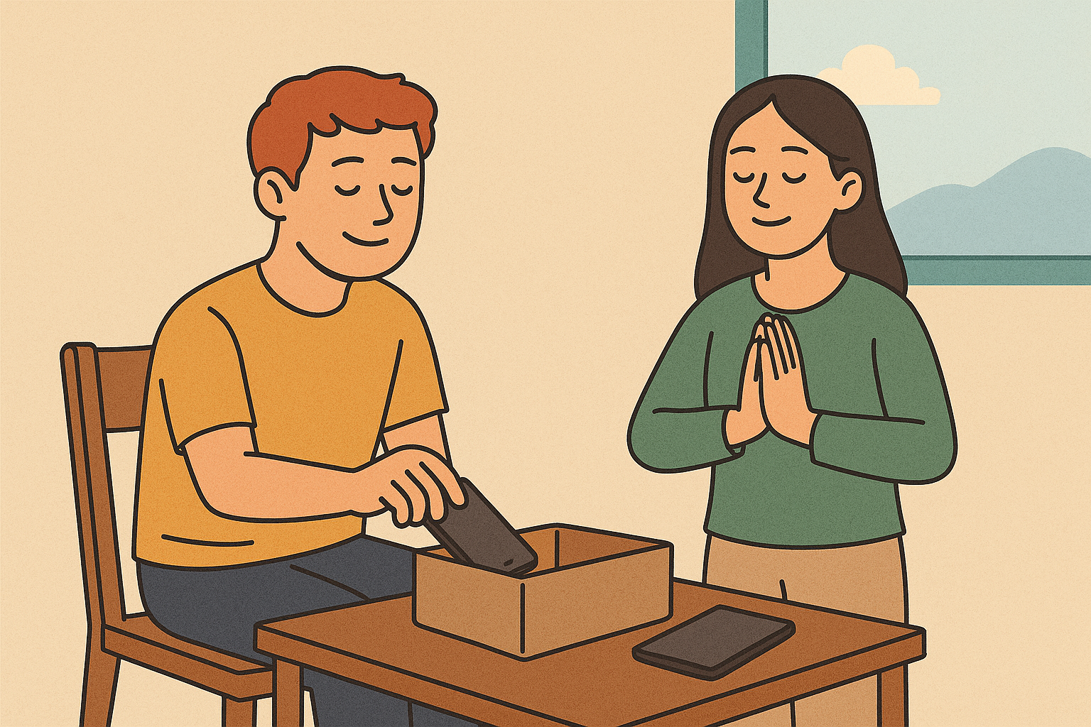 디지털 디톡스의 평화로운 순간