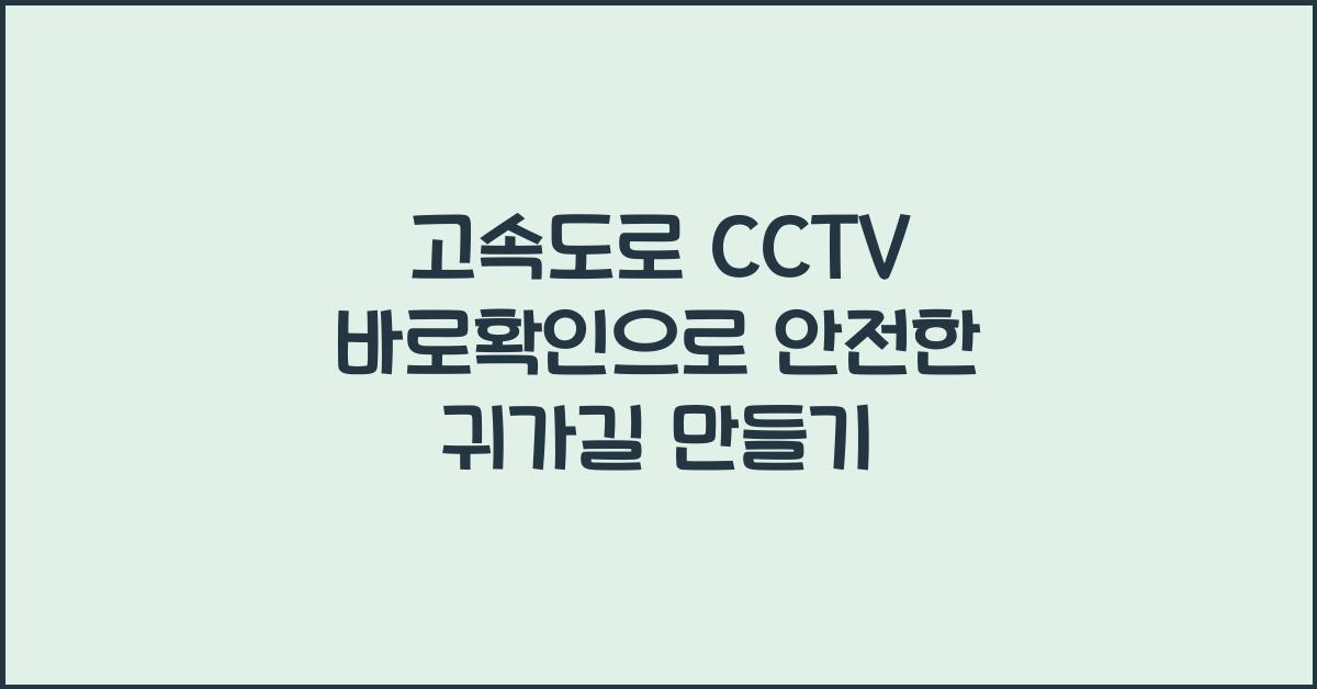 고속도로 cctv 바로확인