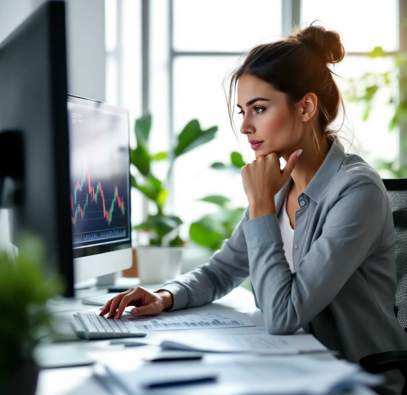 주식 종목 선정을 고민하는 투자자의 이미지