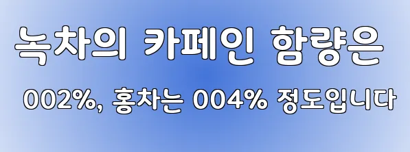 녹차의 카페인 함량은 002%, 홍차는 004% 정도입니다