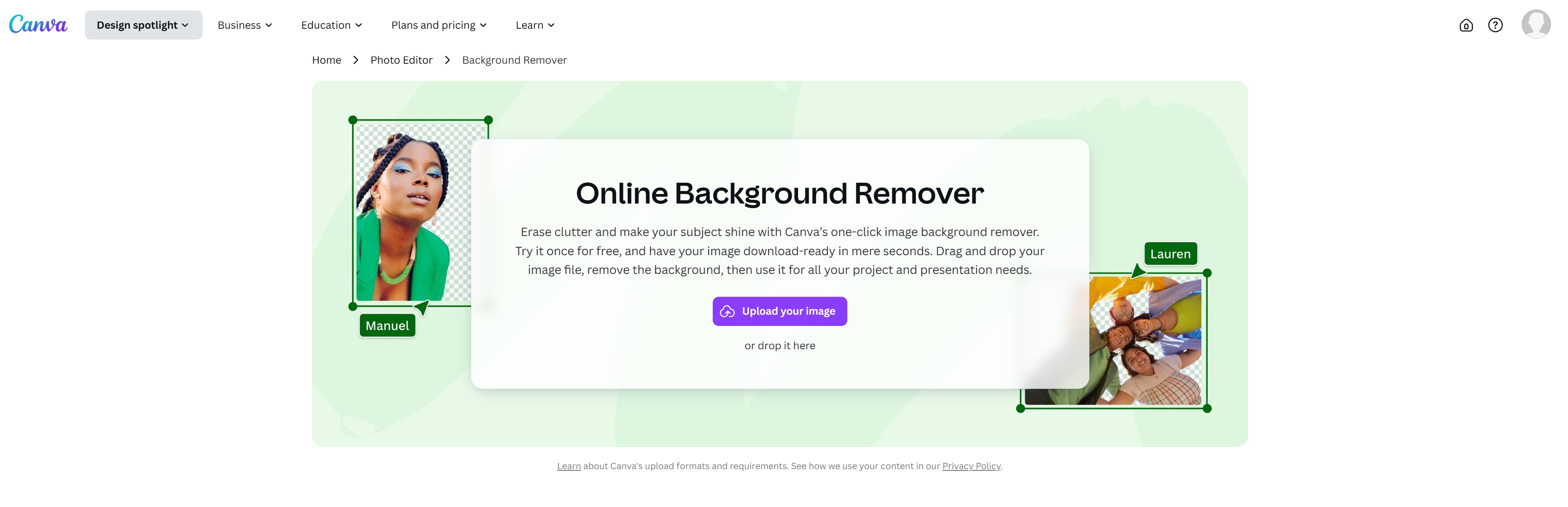 Background Removal Site TOP 2: Canva