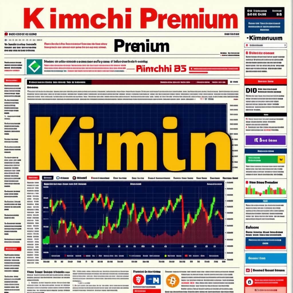 김치프리미엄 관련 뉴스: 신문이나 온라인 뉴스 기사에서 김치프리미엄에 대한 헤드라인을 보여주는 이미지.
