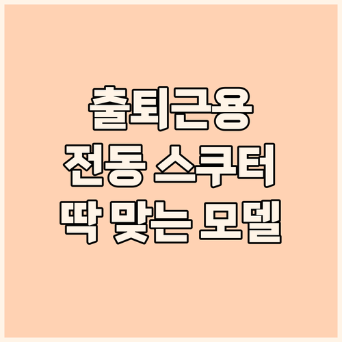 전동 스쿠터 구매 가이드 출퇴근용으로