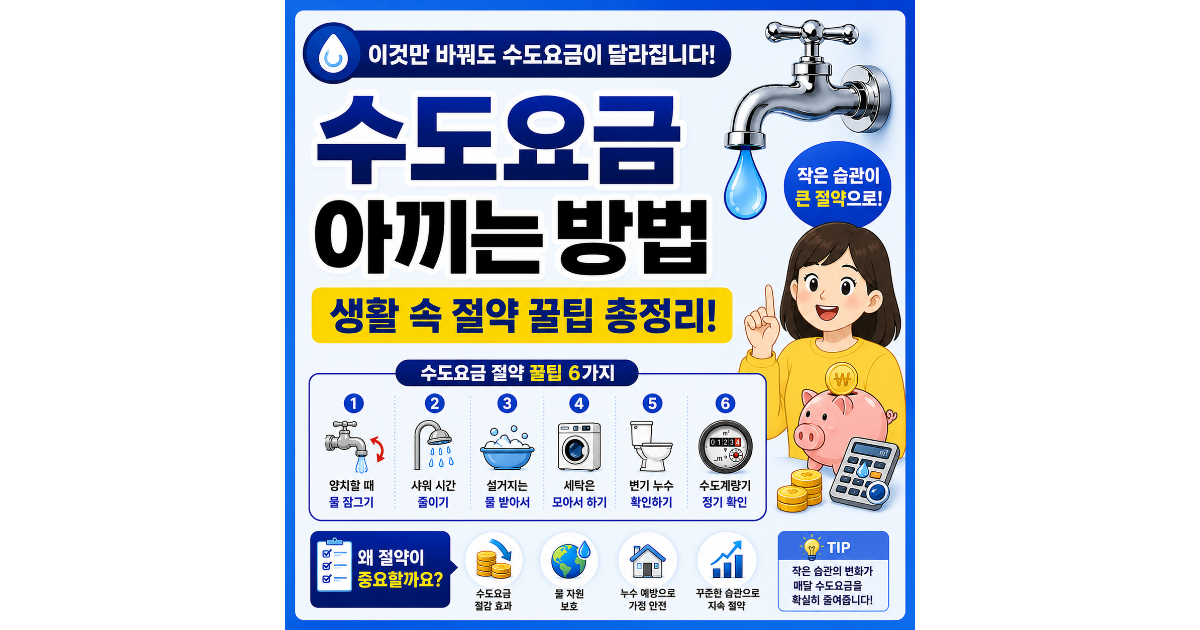 수도요금 아끼는 방법 총정리 (생활 속 실천만으로 요금 줄이는 꿀팁)