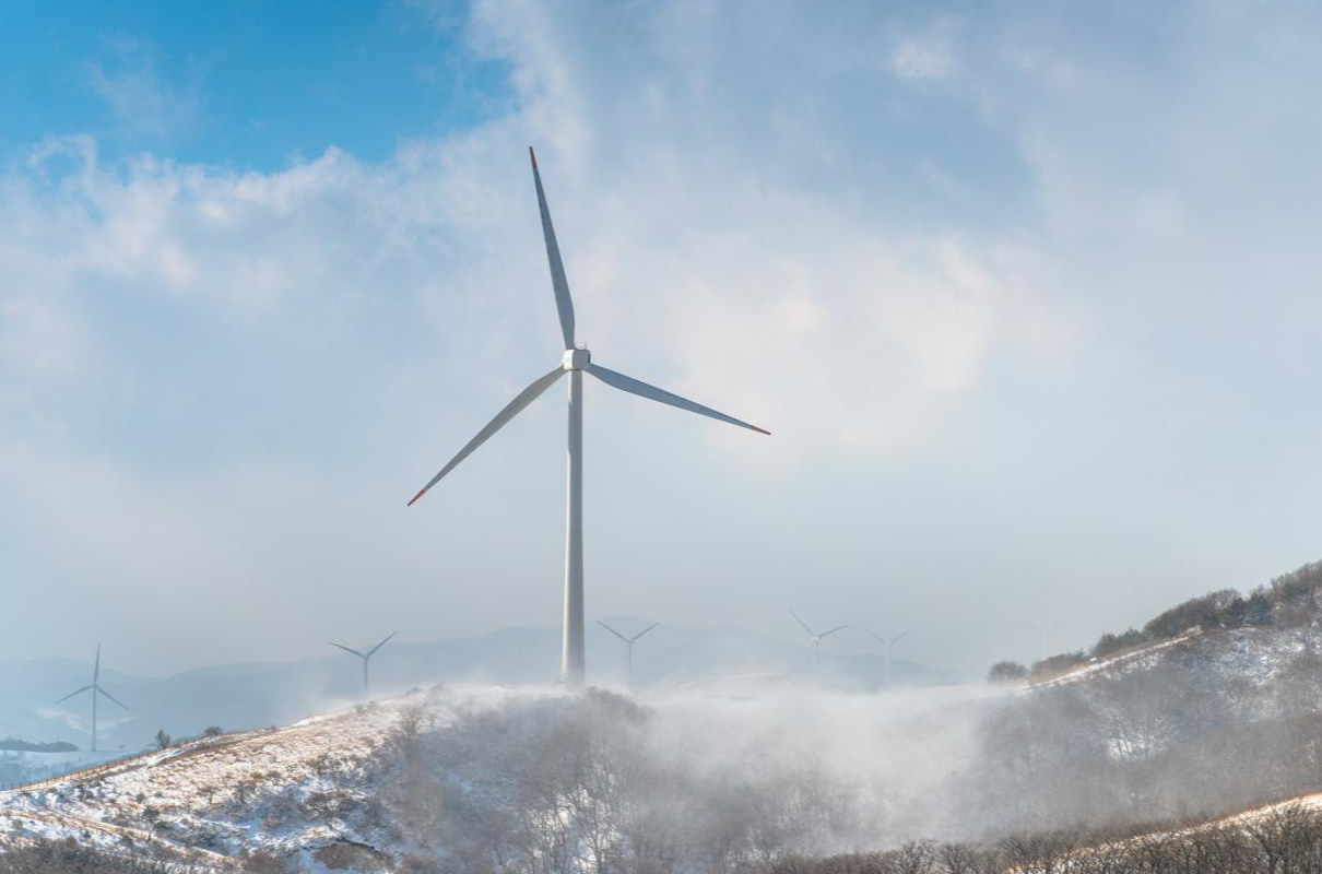 겨울 선자령 풍력발전기