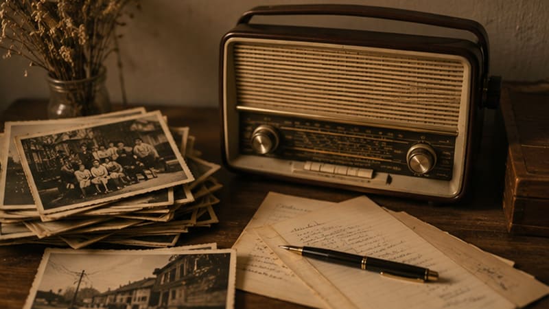 <img src="old-radio-and-photos.jpg" alt="오래된 물건과 지난날의 기억">