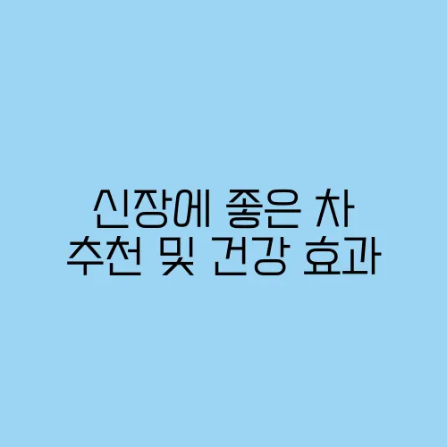 신장에 좋은 차 추천 및 건강 효과