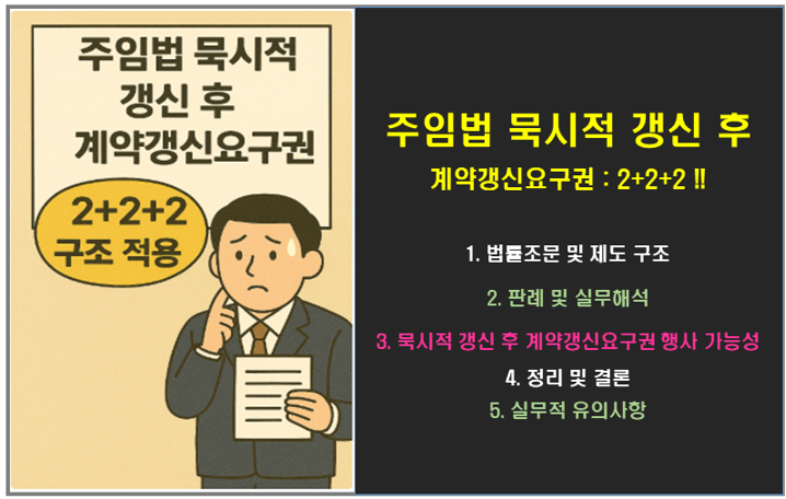 주임법 묵시적 갱신 후 계약갱신요구권 : 2+2+2 구조 적용 사례