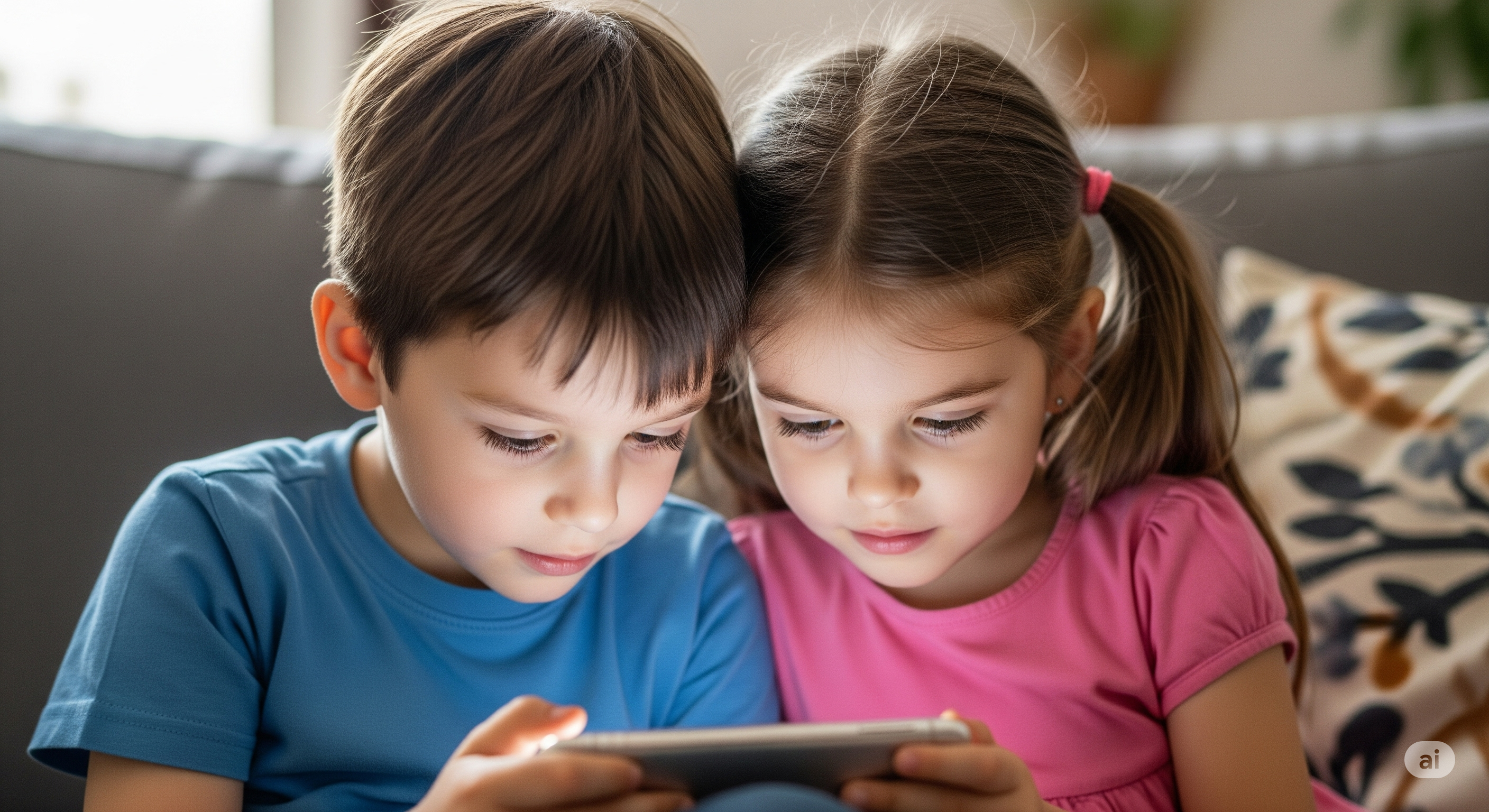 미디어를 사용하고 있는 아이 이미지