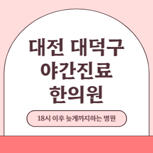 대전 대덕구 야간진료 한의원 병원 (18시 이후 늦게까지하는 병원)