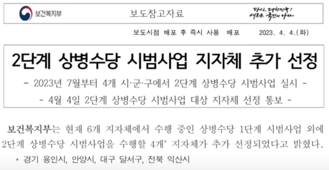 상병수당 시범사업 2단계