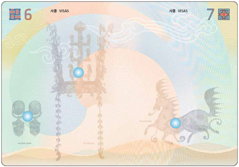 여권 재발급 온라인 신청 방법, 준비물, 비용과 관련된 여권의 내부 사증면 사진