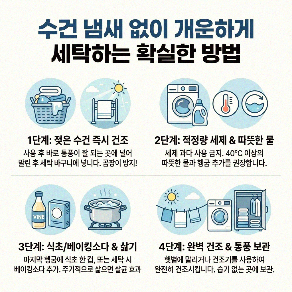 수건 냄새 없이 개운하게 세탁하는 확실한 방법