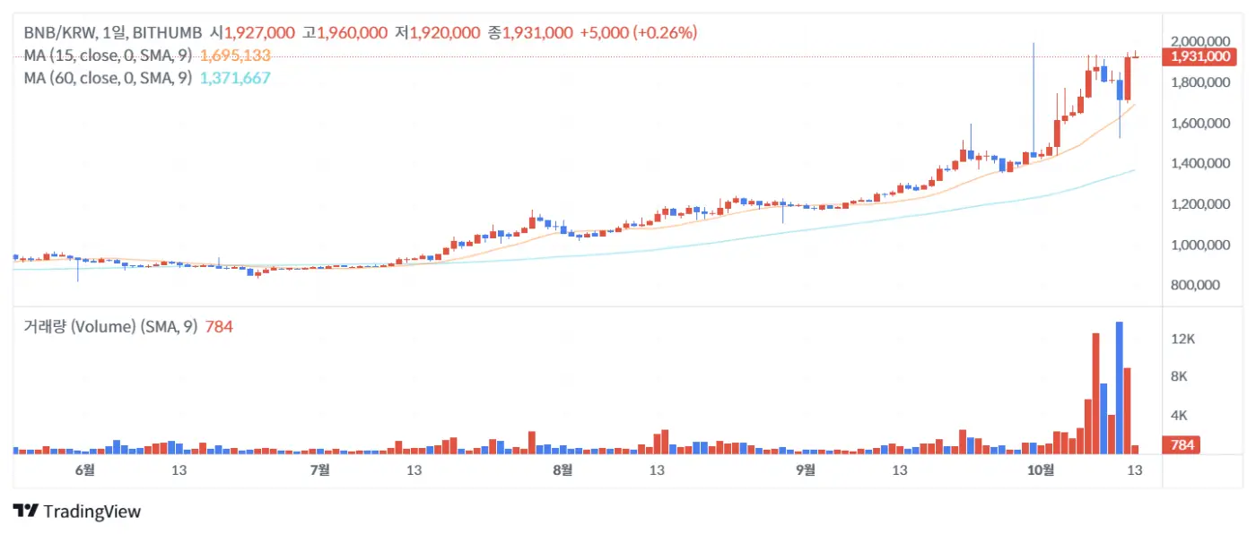 BNB 코인 차트
