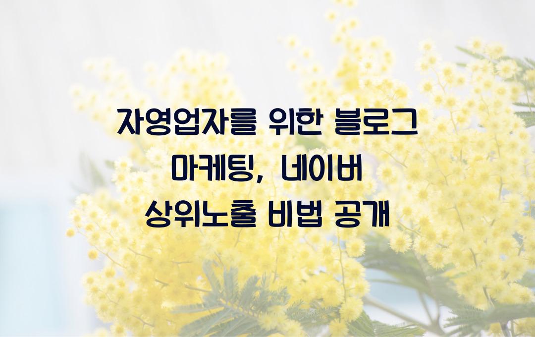 자영업자를 위한 블로그 마케팅: 네이버 검색 상위 노출 전략