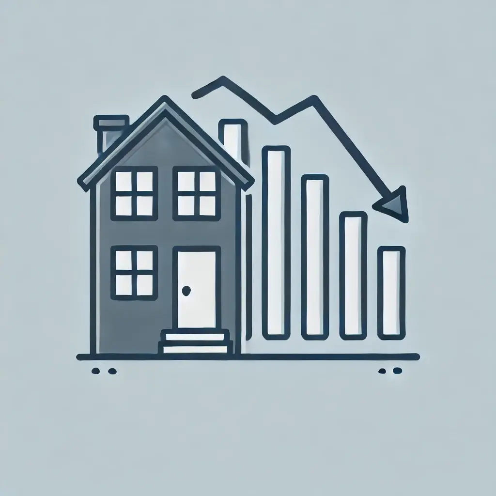 부동산 시장의 하락세를 보여주는 그래프 이미지