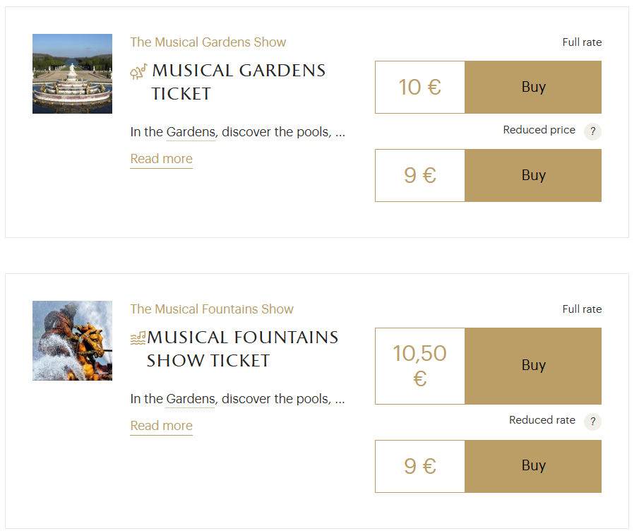 베르사유 궁전 정원 티켓