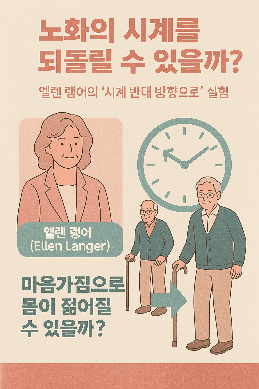 노화의 시계를 되돌릴 수 있을까?
엘렌 랭어의 ‘시계 반대 방향으로’ 실험