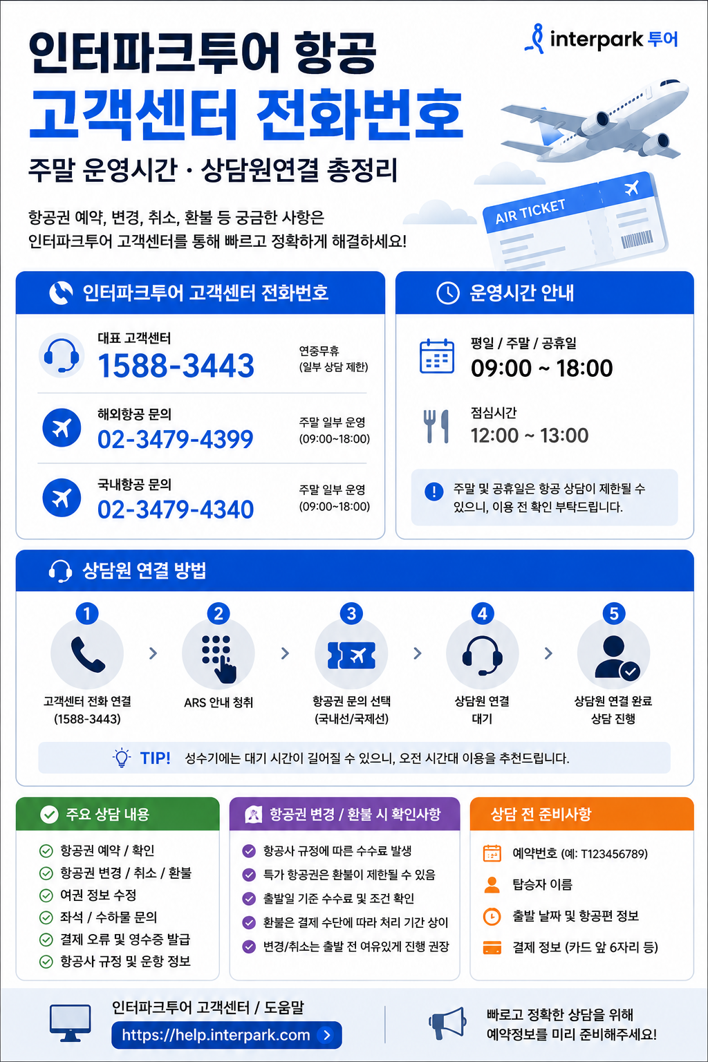 인터파크투어 항공 고객센터 전화번호