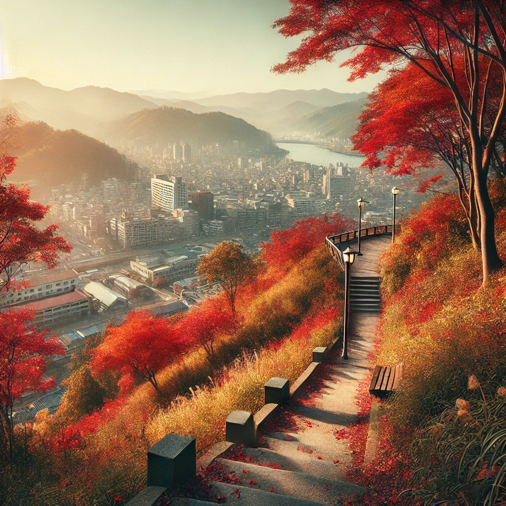 중국 연길 가을 여행 가이드의 모든것! - 2. 중국 연길 가을여행의 명소 추천 - 2.5 화룡 시청 동산(花龙市厅东山, Hualong City Hall East Hill) 중국 연길 가을 여행
