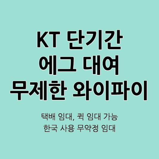 KT 에그 대여 단기간 무제한 와이파이 택배임대