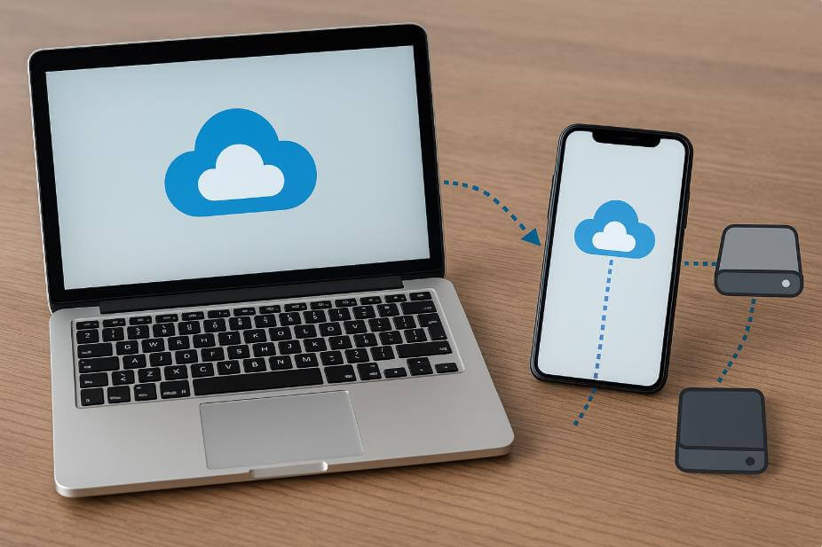 노트북과 스마트폰 간 클라우드 동기화 연결