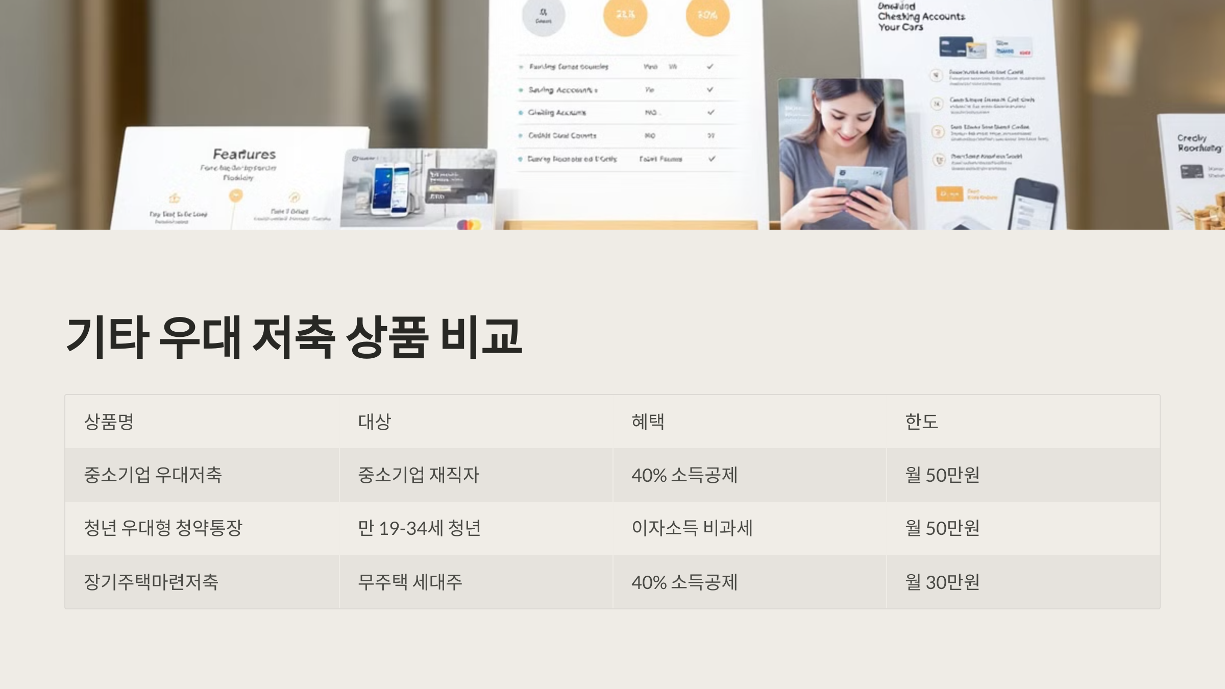 기타 우대 저축 상품 비교