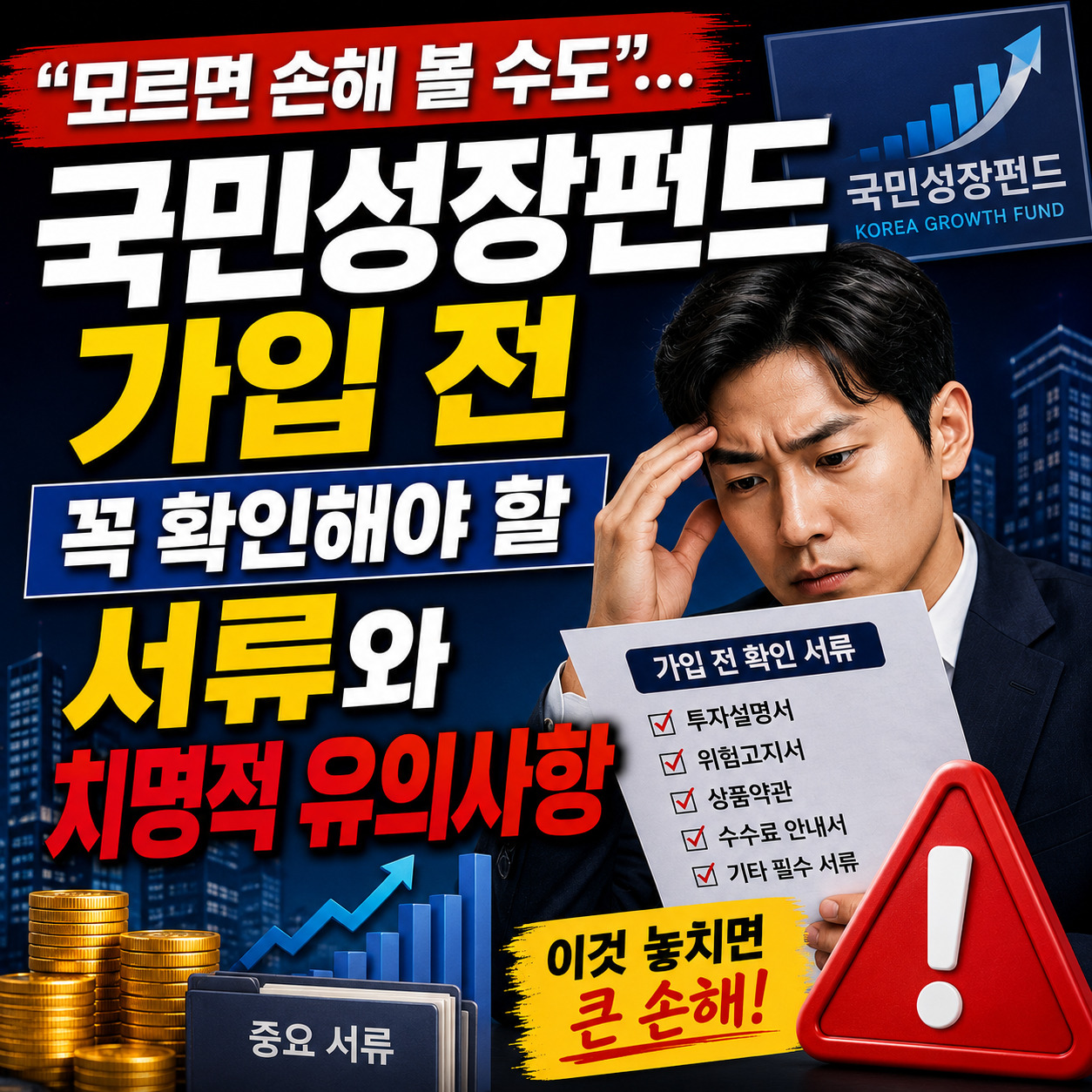 국민성장펀드 가입 전 반드시 확인해야 할 서류와 치명적인 유의사항을 강조한 썸네일 이미지
