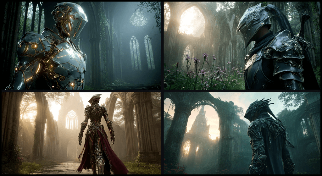 나만의 실험 중세 기사 × 하이테크 아머 Midjourney