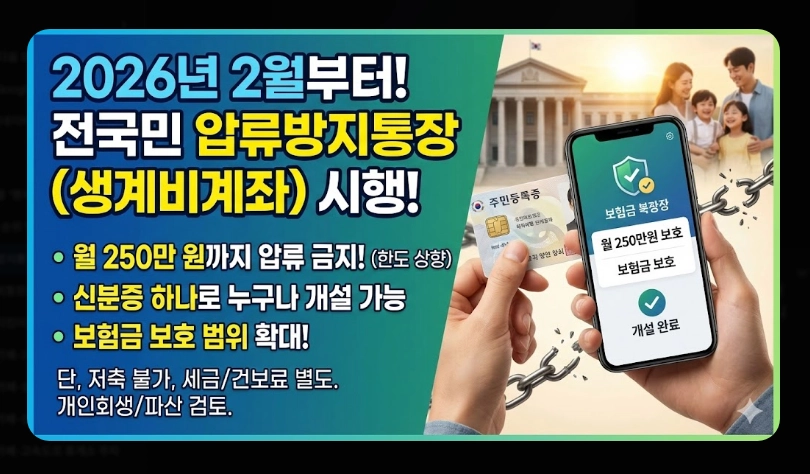 압류방지통장 개설 방법 완벽가이드 [2026년] 전국민 생계비계좌 신청 5단계