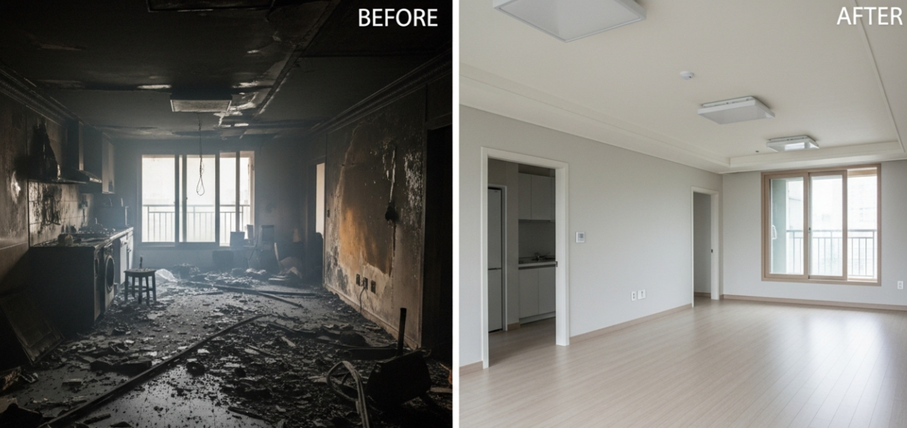 의정부 화재청소 공사 전후 모습 2