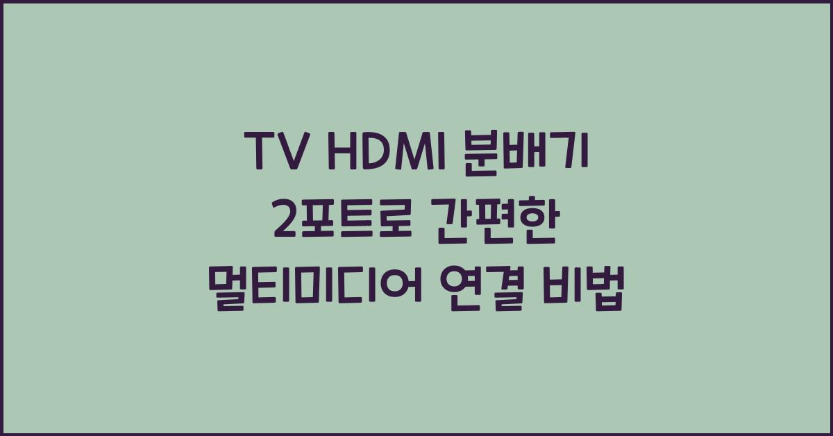 tv hdmi 분배기 2포트