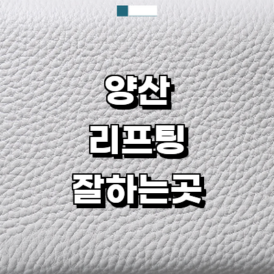 양산시 리프팅 병원