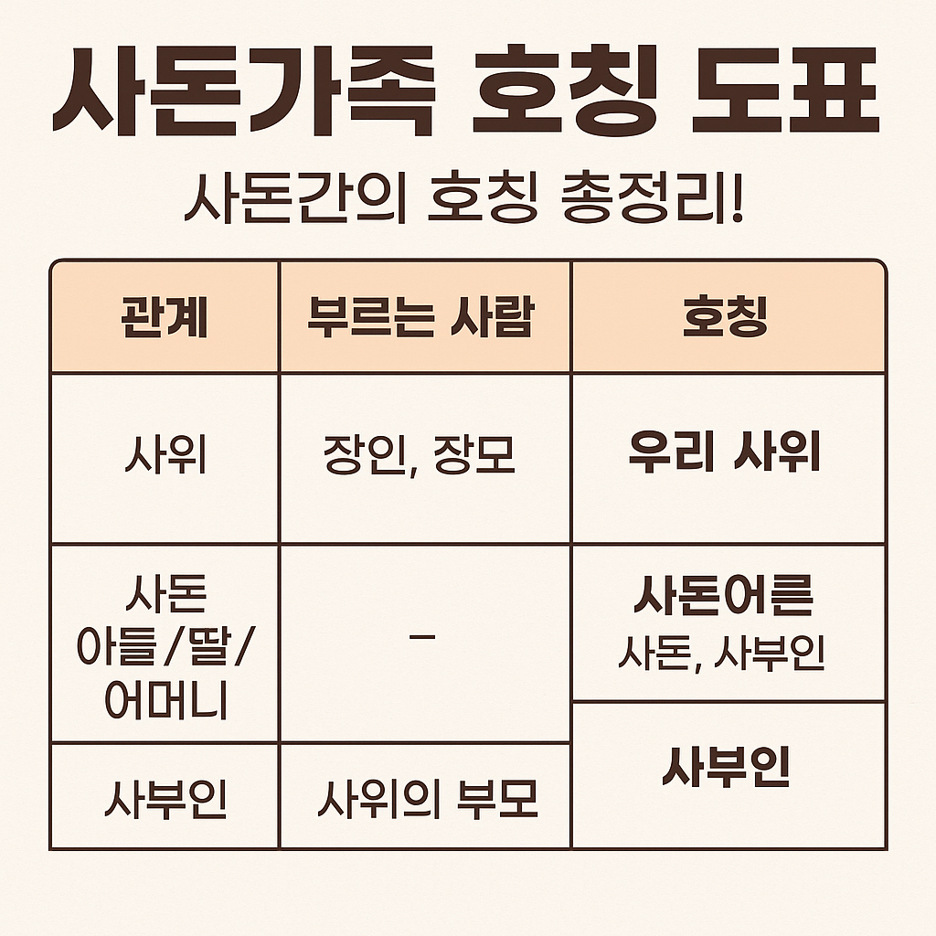 사돈가족 호칭도표