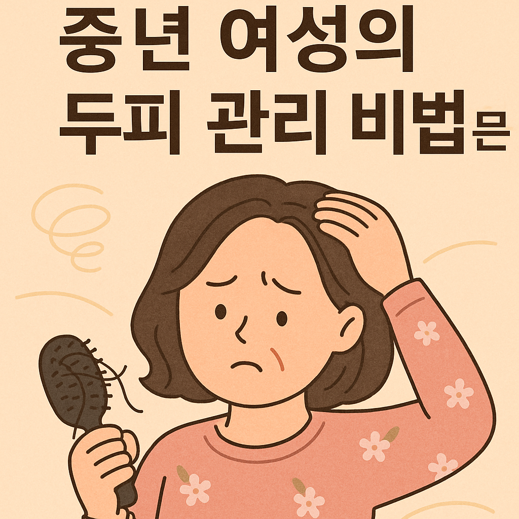 빗질하는 중년 여성