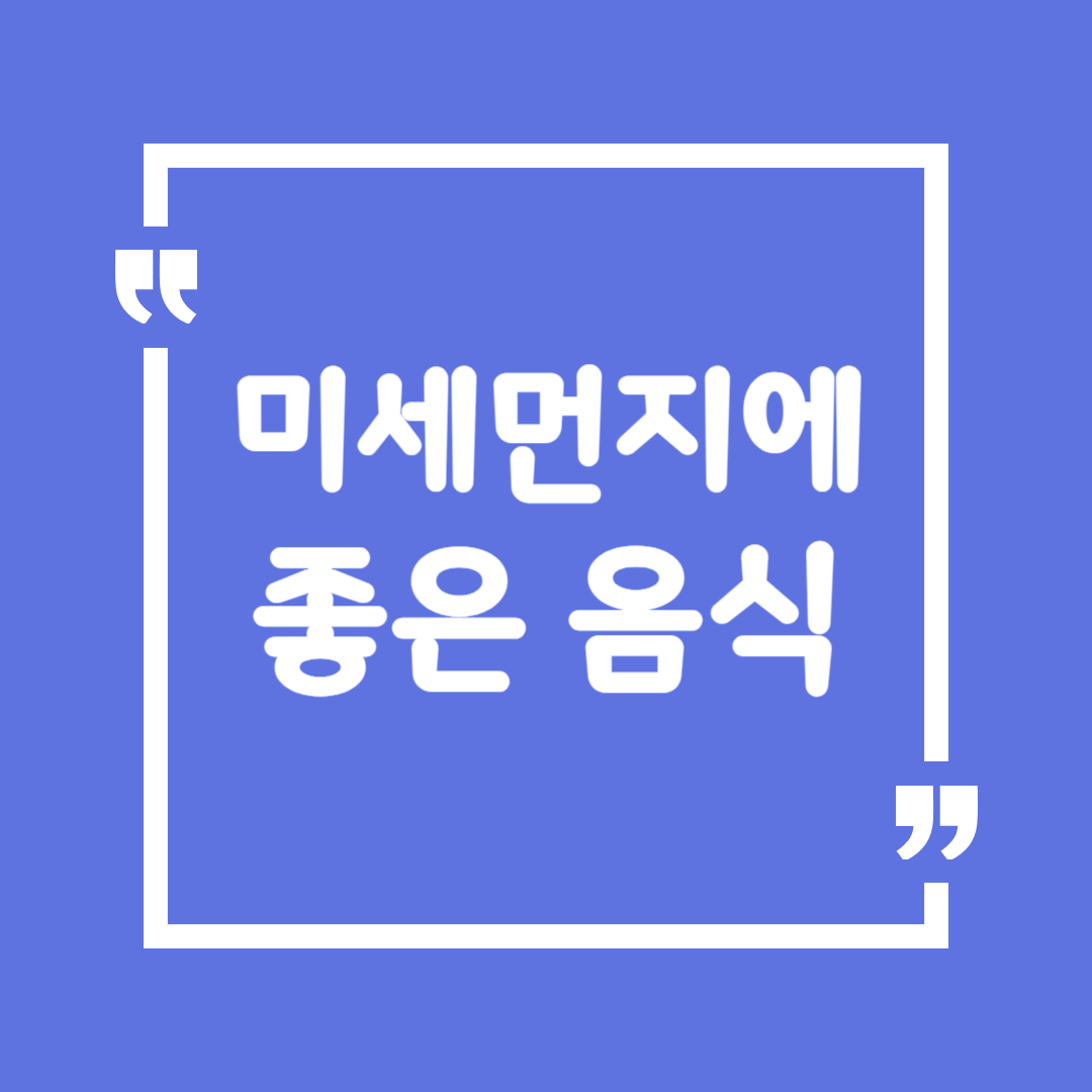미세먼지에 좋은 음식