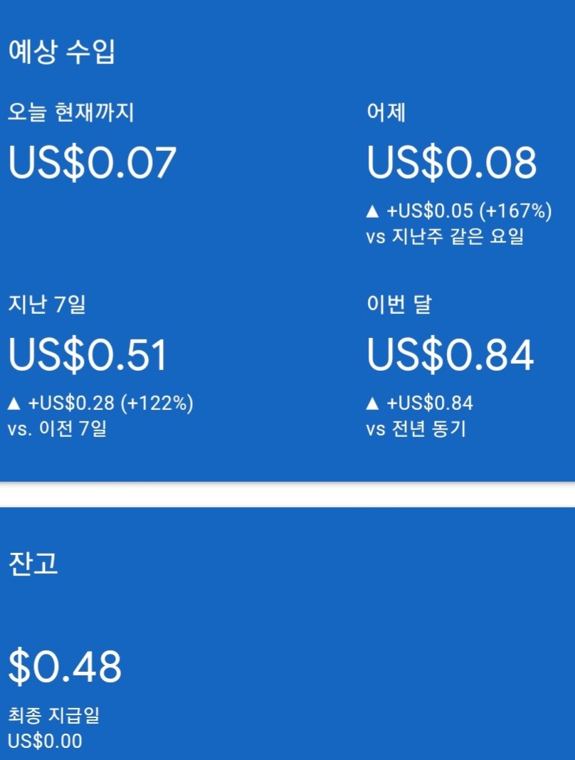 애드센스 예상수입내용