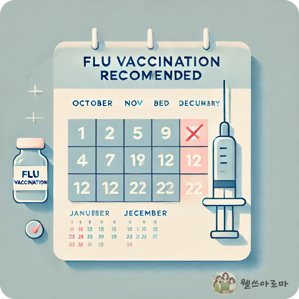 독감예방접종-달력표시-주사기-예방접종약병그림