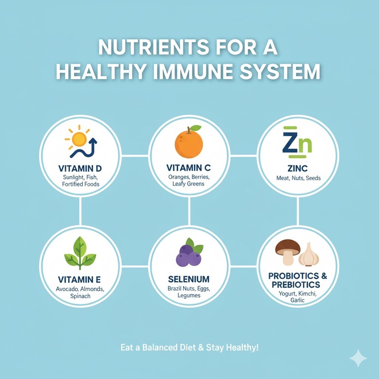 건강한 면역 체계를 위한 다양한 영양 성분들