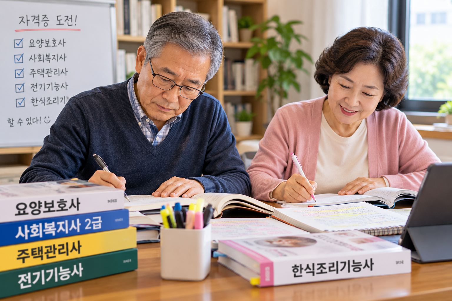 AI생성이미지 - 자격증 공부중인 모습